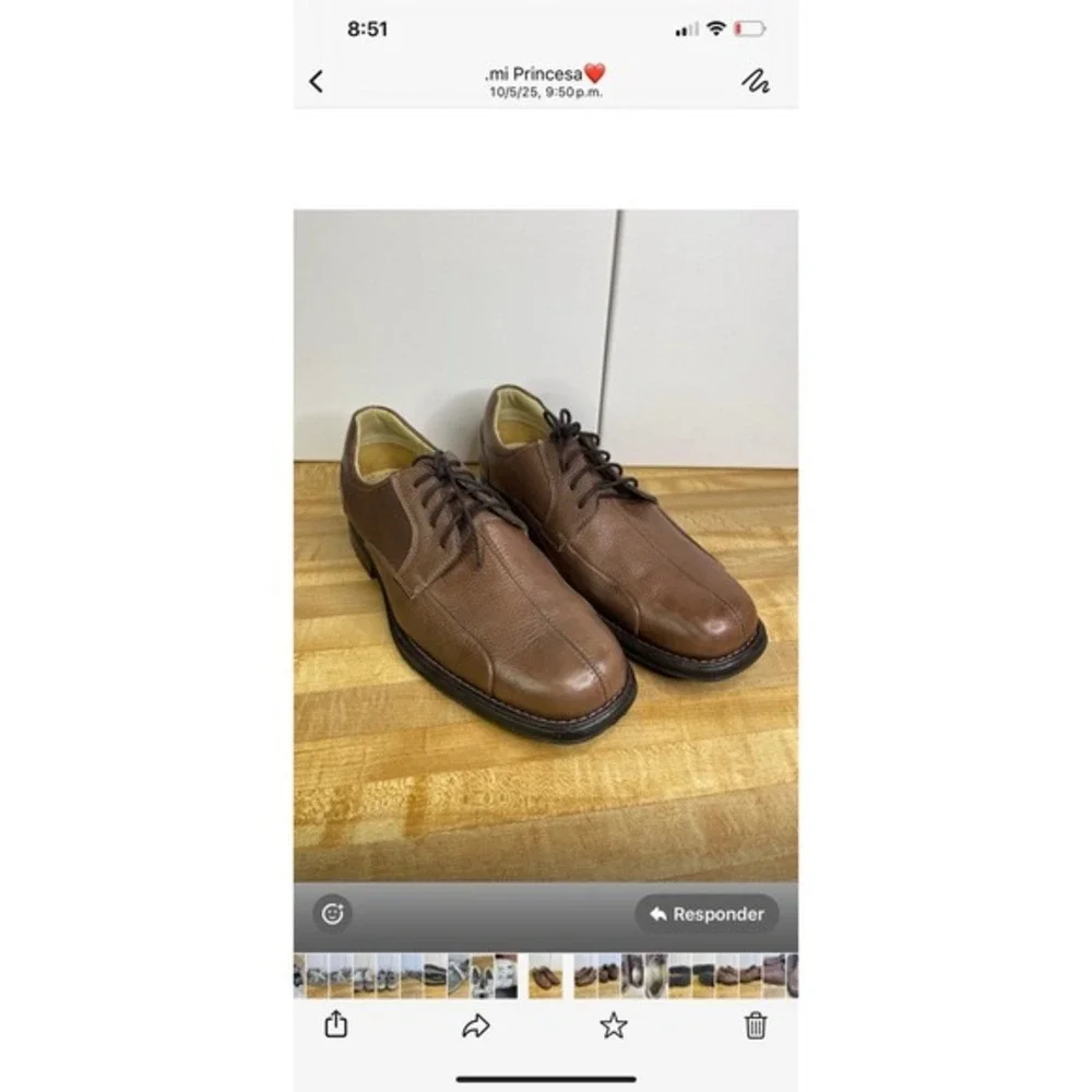 Studio Belvedere Men's Brown Leather Lace-Up Oxford Dress Shoes, Size 9.5‎ - Picture 2 of 11